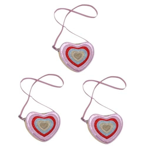 SAFIGLE 3stücke Herzförmige Umhängetasche Für Mädchen Leichte Schultertasche Mit Abnehmbarem Riemen Modisches Design Für Mädchen Vielseitig Einsetzbar Als Geldbörse Oder Crossbody von SAFIGLE