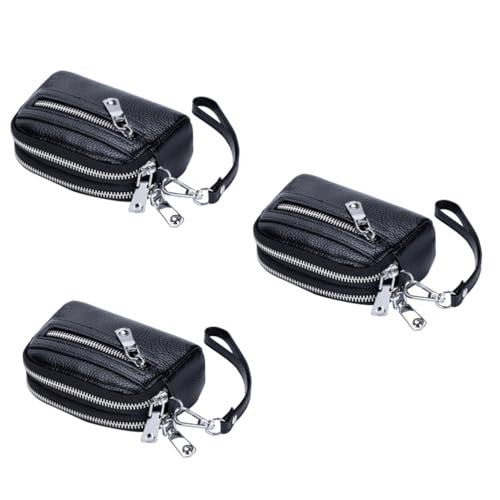 SAFIGLE 3St Mini-Geldbörse multifunktionale Brieftasche damengeldbörse mini Portemonnaie Purse Card Holder Kartenetui kleine Geldbörse Kartentasche Kreditkarteninhaber Rindsleder Black von SAFIGLE