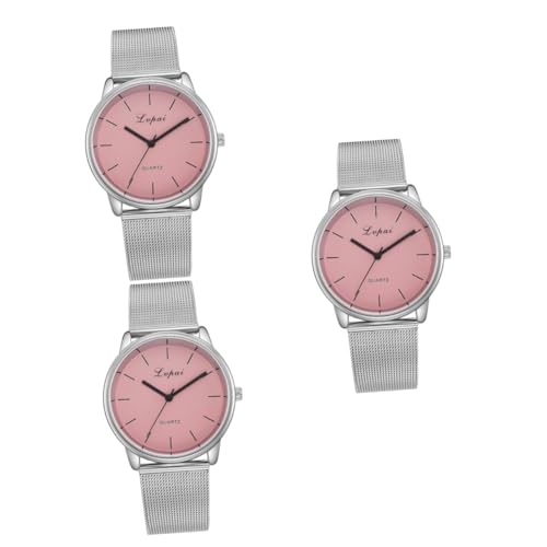 SAFIGLE 3St Modische Quarzuhr elegant Appel watchs Valentinstagsgeschenk Damen Frauen quarzuhr Business-Frauen-Quarzuhr Mesh-Gürtel Quarzuhren Anschauen Fräulein Rosa von SAFIGLE