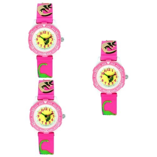SAFIGLE 3St Quartz Uhr Kinder beobachten Jungen Dinosaurieruhr Spitzenarmband Cartoon-Uhr tierische Armbanduhr kinderuhren Armbanduhr Kinder Modeuhr Handgelenk Anschauen Quarzuhren 3D Rosa von SAFIGLE
