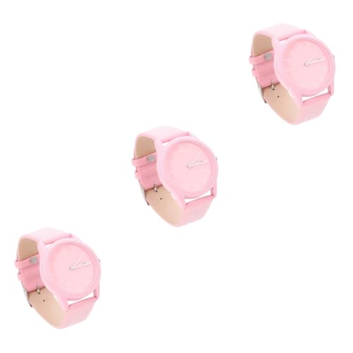 SAFIGLE 3St Quartz Uhr damenarmbanduhren Watches wetterfeste Uhr uhrenwender Handgelenkuhr Frauen sehen Ornament weibliche Armbanduhr Filigrane Armbanduhr auf Frau achten Leder Rosa von SAFIGLE