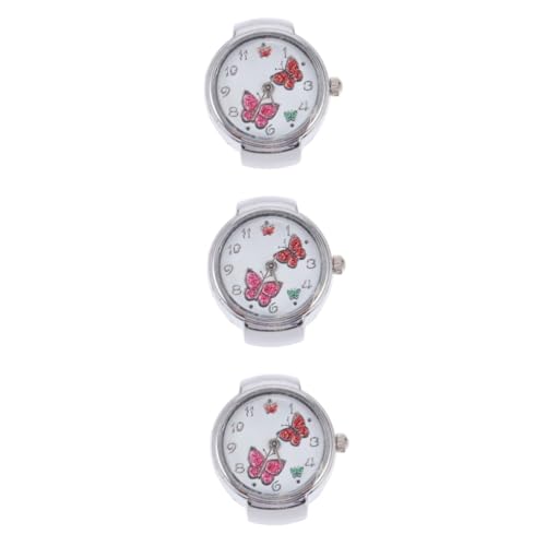 SAFIGLE 3stücke Delicate Butterflies Design Ring Uhr Für Frauen Fingeruhr Mit Dekorativem Schmetterlingsmotiv Robustem Als Modisches Schmuckstück Für Alltag von SAFIGLE