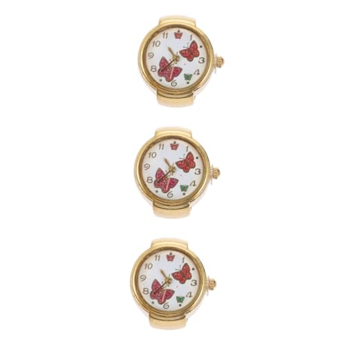 SAFIGLE 3St Ringfinger Uhr geldschrank beemysafe smaetwatch ساعة يد Hand Uhr Ringuhren für Damen Herrenringe Mini Herrenuhren Digitaluhr Schmuckring Uhr Schmetterlings-Fingeruhr Metall von SAFIGLE