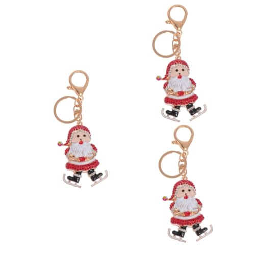 SAFIGLE 3St Schlüssel anhänger für ältere Menschen Taschenzubehör Schlüsselanhänger mit Strass-Statue christbaumanhänger Christmas Tree Ornaments Keychain Weihnachtssto Legierung von SAFIGLE