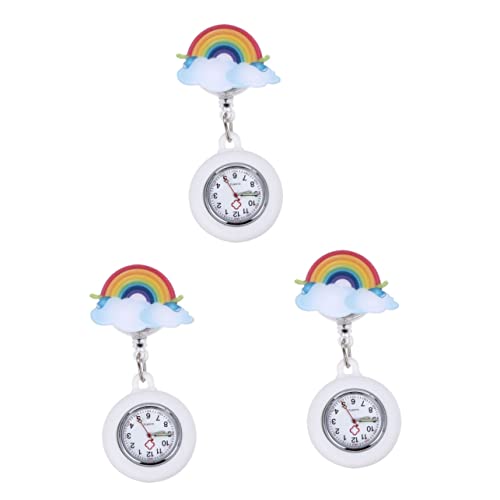 SAFIGLE 3St Schwesterntisch spangenuhr damenarmbanduhr krankenschwesteruhr Clip-Uhr Ladies Watch Revers Uhren Herrenuhr Rosa Herren Schlüsselband Ansteckuhr Cartoon-Uhr Kieselgel von SAFIGLE