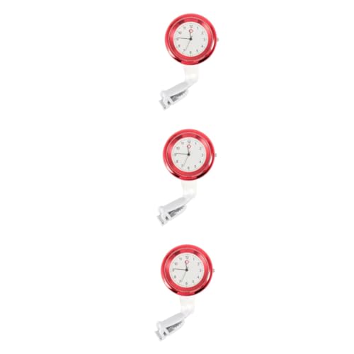 SAFIGLE 3stücke Krankenschwester Taschenuhr Mit Nadel-Design Rote Ansteckuhr Für Frauen Präzise Zeitmessung Langlebig Für Pflegeberufe Einfach An Kleidung Zu Befestigen von SAFIGLE