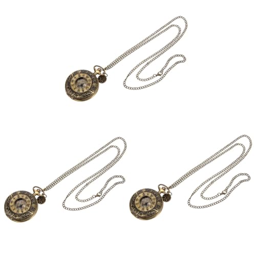 SAFIGLE 3stücke Retro Taschenuhr Für Damen Und Herren Vintage Design Dekorative Kettenuhr Mit Einzigartigem Zahnradmuster Als Zu Weihnachten Vatertag von SAFIGLE