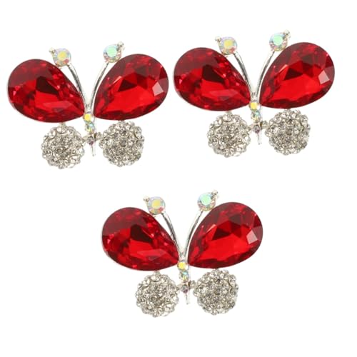 SAFIGLE 3St schmuck dekoration clip Schmetterlinge Nähmaterial Schmetterlings-Schuhanhänger tiegerbalm red Schuhclips Ornament Schmetterlinge Applikation Kleidung Kristall Abzeichen von SAFIGLE