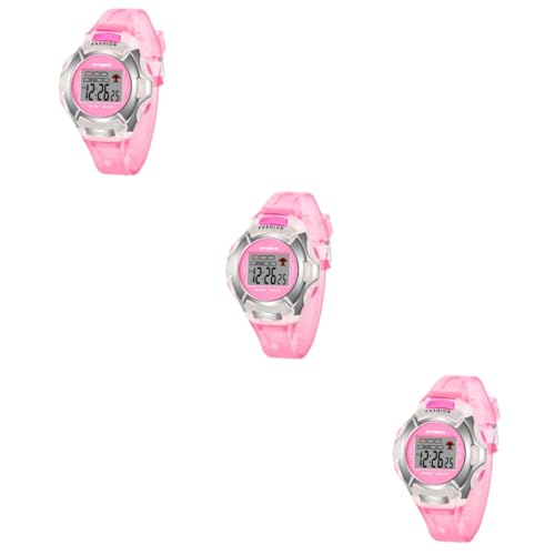 SAFIGLE 3St wasserdichte Sportuhr Kinderuhren wasserdichte elektronische Uhr Die Uhr Übungsuhr Mädchenuhr Armbanduhr Kinder Watch Sportuhr für Kinder stilvolle Uhr Mode Anschauen Rosa von SAFIGLE