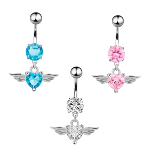 SAFIGLE 3Stücke Bauchknopf Dekorationen mit Herz Bauchnabelpiercings für Damen Hochwertiger Körperschmuck von SAFIGLE