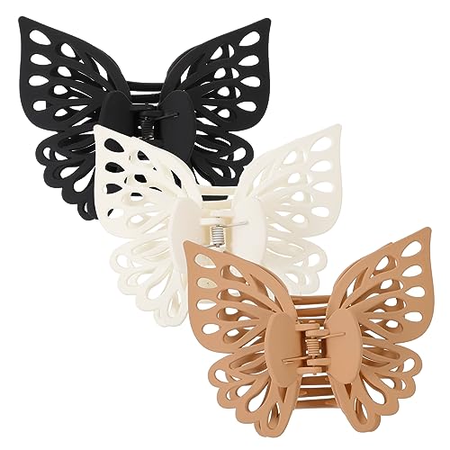 SAFIGLE 3stücke Großes Schmetterling Haarklammern Für Frauen Rutschfeste Haarspangen Für Dünnes Und Dickes Haar Balken Clips Für Make-up Gesichtwaschen Kochen Alltagsnutzung von SAFIGLE