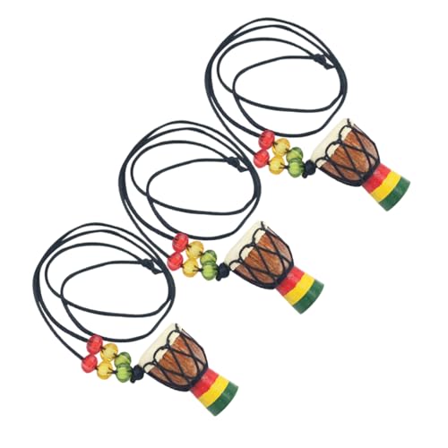 SAFIGLE 3stücke Afrikanische Trommel Djembe Halskette Aus Holz Musik Halskette Holz Anhänger Für Täglichen Gebrauch Und Partys von SAFIGLE
