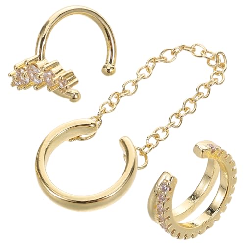 SAFIGLE 3stücke Schimmernde Ohrklemmen Für Damen Mit Geometrischem Design Glitzerndem Strass-schmuck Und Bequemer Trageform, Piercing Nicht Erforderlich Für Partys Und Alltag von SAFIGLE