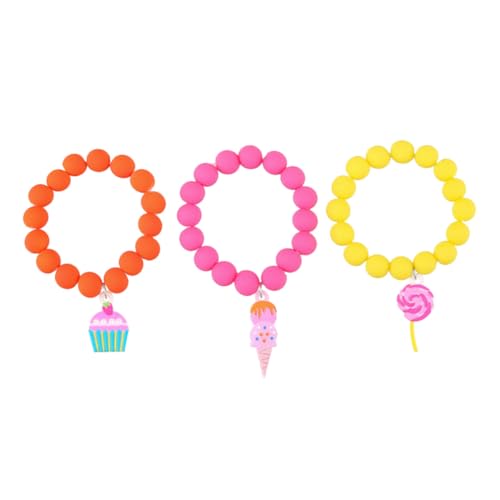 SAFIGLE 3Stücke Teiliges Kinderarmband mit Lollipop Eisanhänger Farbenfrohes Design für Partys Kleinkindarmbänder für Anlässe von SAFIGLE