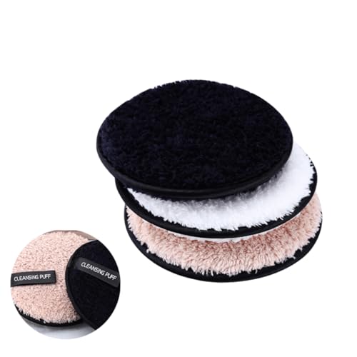 SAFIGLE 3stücke Gesichtsschwamm Für Make-up-entferner Reinigungsschwamm Waschbar Doppellagiges Design Porenreinigung Make-up-entfernungstuch Kosmetikentferner Für Unterwegs von SAFIGLE