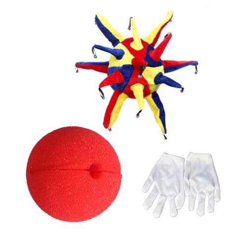 SAFIGLE 3er-sets Clownhut Piratenhut Digitales Zirkuskostüm Cosplay-partykleid Clown-anzug von SAFIGLE
