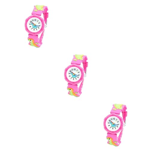 SAFIGLE 3St Cartoon-Dinosaurier-Uhr betrachten Kinder Digitaluhr Kinder beobachten Jungen Übungsuhr Cartoon-Kinderuhr kinderuhren Armbanduhr Kinder elektronisch Anschauen Japan 3D Rosa von SAFIGLE