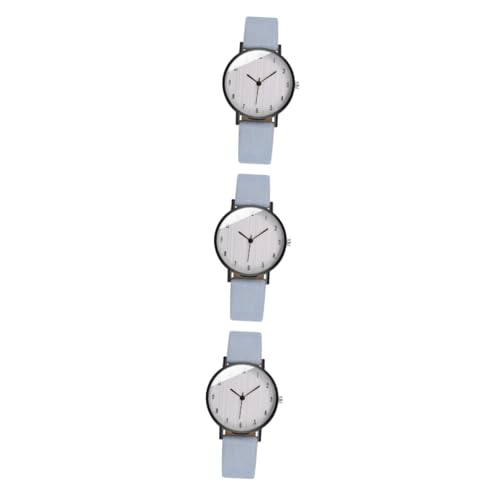 SAFIGLE 3st Damen Quarzuhr Uhrenornament Zierliche Uhren Für Frauen Einfache Uhr Armbänder Herrenuhren Leichte Armbanduhr Kinder Stirnband Passt Auf, Jungs Analoge Uhr Sky-Blue Leder von SAFIGLE