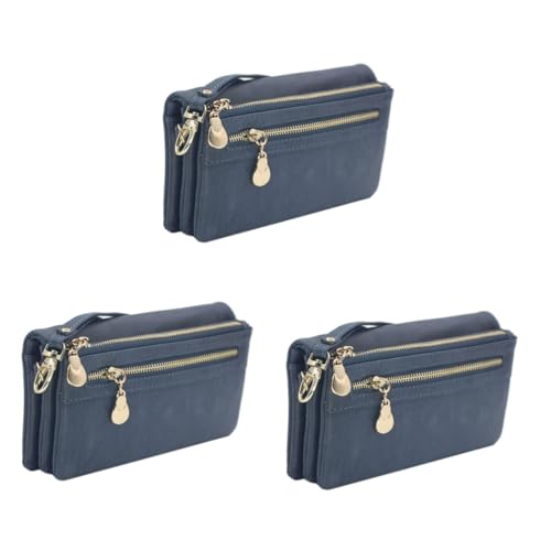 SAFIGLE 3st Frau Geldbörse Mit Reißverschluss Damen Geldbörse Damenbrieftasche Frau Mit Langer Brieftasche Frauen-pu-Brieftasche Blue von SAFIGLE