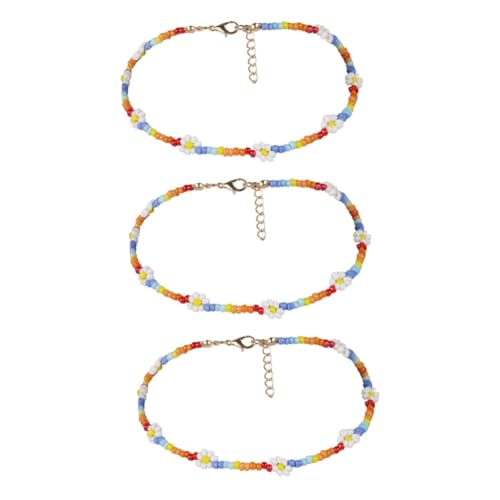 SAFIGLE 3St Gänseblümchen Perlenkette Halskette Schmuck farbige Perlenketten Perlen-Fußkettchen Armbänder für Männer Perlenarmband für Damen Perlenhalsband Böhmen Zubehör Fräulein von SAFIGLE