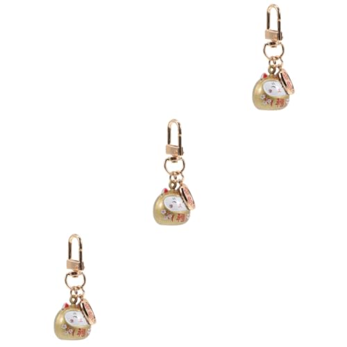 SAFIGLE 3st Glückskatze Schlüsselanhänger Paar Schlüsselanhänger Schlüsselanhänger-zubehör Für Auto Katzen-schlüsselanhänger Autodekoration Taschendekor Auto- Golden Legierung von SAFIGLE