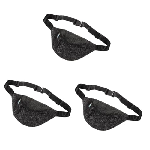 SAFIGLE 3st Hüfttasche Gürteltasche Stylische Taille Riementasche Tasche Für Frauen Gewebte Tasche Bauchtasche Frauentasche Kleine Taillentasche Stylische Tasche Kunstleder Black von SAFIGLE