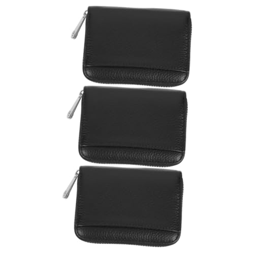 SAFIGLE 3st Kartenhalter Kartenetui Münzbehälter Multi-Karten-Organizer Aufbewahrungsbeutel Wechseln Kartentasche Tarjeteros De Hombres Schlanke Karte Kredit Slots Strass Rindsleder Black von SAFIGLE