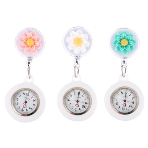SAFIGLE 3st Schwesterntisch Krankenschwester-Abzeichen Einziehbare Taschenuhr Handy Sound Verstärker Süße Taschenuhr Quartz Uhr Tragbar Damen Spiegelmaterial: Gewöhnliches Glas von SAFIGLE