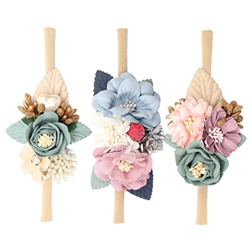 SAFIGLE 3st Stirnband Kleine Baby-blumen-haarband Blumen-haarband Aus Nylon Haarband Mit Blumenmuster Für Babys Blumenstirnbänder Für Kleinkinder Stoff Neugeboren Prinzessin Zubehör von SAFIGLE