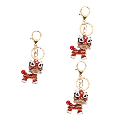 SAFIGLE 3st Wecken Sie Löwentaschenverzierungen Auf Funkelnder Schlüsselanhänger Chinesisches Dekor Chinesischer -anhänger Löwen Schlüsselanhänger Aus Strass Legierter Diamant von SAFIGLE