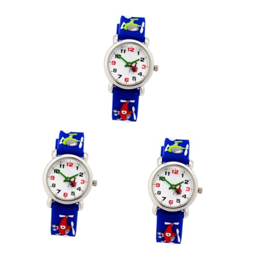 SAFIGLE 3St wasserdichte Kinderuhr Schlagarmbänder für Kinder Cartoon-Armbanduhr kinderuhren Armbanduhr Kinder armschlinge 3D-Uhr für Kinder Kinder-Cartoon-Uhr Karikatur Anschauen Flugzeug von SAFIGLE