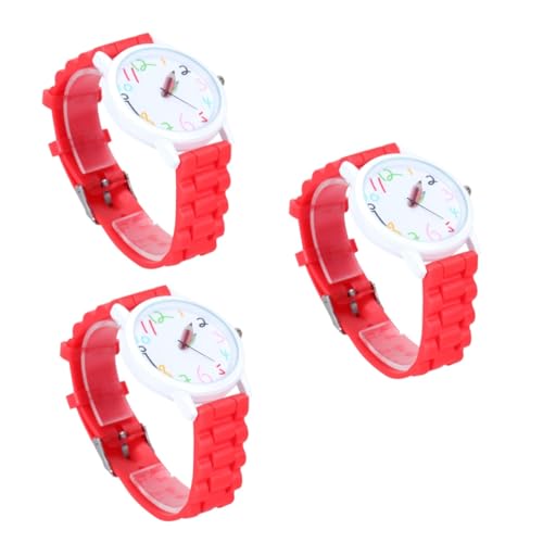 SAFIGLE 3stücke Cartoon Kinderuhr Mit Kreativem Bleistift-Design Analoge Und Digitale Funktionen Geschenkidee Für Geburtstagsfeiern Und Anlässe Rot von SAFIGLE
