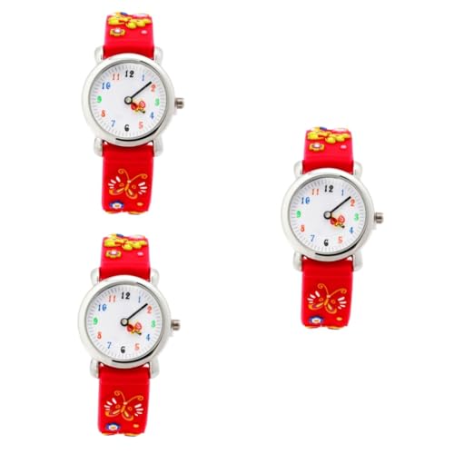 SAFIGLE 3stücke Cartoon Kinderuhr wasserdichte Armbanduhr Für Jungen Und Mädchen Präzise Quarzbewegung Design Rot Für Sport Und Alltag von SAFIGLE