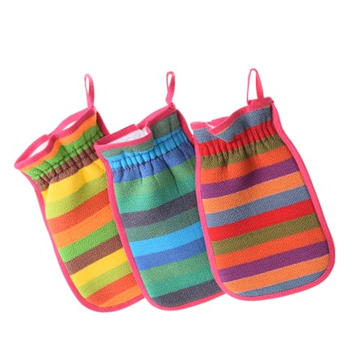 SAFIGLE 3stücke Doppelseitiger Peeling-badehandschuh Für Hautpeeling Peeling-handtuch Für Bad Und Dusche Mit Starker Reibung Und Tiefenreinigungskraft von SAFIGLE