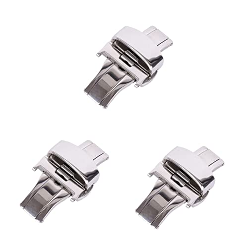SAFIGLE 3stücke Edelstahl Uhrenverschluss Mit Doppel-drückknopf Faltverschluss Für Armbänder Robuster Und Eleganter Clasp Für Herren Und Damen Geeignet Für Verschiedene von SAFIGLE