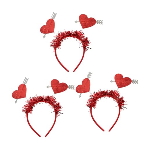 SAFIGLE 3stücke Herz Stirnband Romantisches Haaraccessoire Für Valentinstag Leichte Und Flexible Haarschmuck Mit Kreativem Design Für Partys Und Feiern Rot von SAFIGLE
