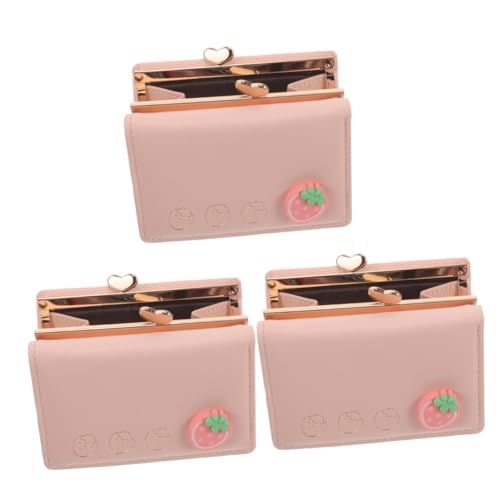 SAFIGLE 3stücke Kartenbörse Für Süßes Münzfach Faltbarer Kreativer Geldbeutel Pu Für Shopping Und Pinke Cartoon Mini-Clutch von SAFIGLE