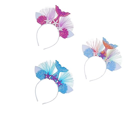 SAFIGLE 3stücke Meerjungfrau Haarband Performance Haarreif Kopfbedeckung Party-kopfschmuck Kreative Stirnband Meerjungfrauenhaar Haarschmuck Zufällige Farbe von SAFIGLE