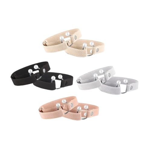 SAFIGLE 4 Paare Elastische High heel Schuhriemen Perlen Verstellbare Anti locker bänder für Damen Rutschfeste Schuhbänder zur Fixierung von Pumps in Beige und Schwarz von SAFIGLE