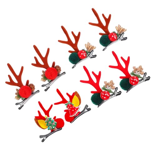 SAFIGLE 4 Paare Haarclips mit Rentiergeweih Design Weihnachts Haarschmuck Set Braun und Rot Festliche Haarspangen für Mädchen Accessoire für Weihnachtsfeier und Party von SAFIGLE