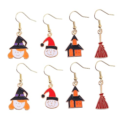 SAFIGLE 4paare Weihnachts-ohrringe Aus Legierung Mädchen Und Frauen-ohrschmuck Für Festivals Damenschmuck Mit Simuliertem Hexen Und Hausdesign Leicht Und Angenehm Zu Tragen von SAFIGLE