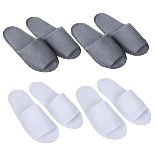 SAFIGLE 4 Paare Herren Einweg Faltbare Open Toe Slipper Leicht Atmungsaktiv Reise Hotelslipper Komfortabel Gästepantoffeln Weiß und Jeweils von SAFIGLE
