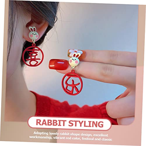 SAFIGLE 4 Paare Kaninchen Ohrringe Hasen Ohrstecker für Damen und Mädchen Niedliche Bunny Ohrhänger Vielseitig Kombinierbar für Neujahrsfeiern und Alltagsschmuck von SAFIGLE