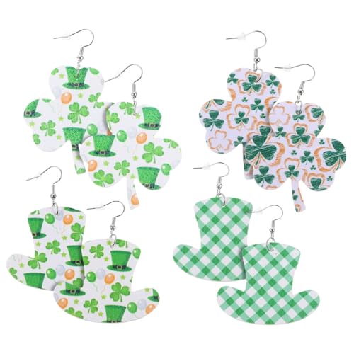 SAFIGLE 4 Paare Keltische Ohrstecker Damen Ohrringe Shamrock Kleeblatt Design für Patricks Day Party Schmuck SAFIGLE 4 Paare Keltische Ohrstecker Damen Ohrringe Shamrock Kleeblatt Design für Patricks Day Party Schmuck von SAFIGLE
