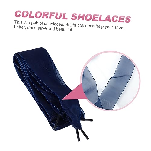 SAFIGLE 4 Paare Schnürsenkel aus Weichem Satinband Breit Trendige Damen Schuhbänder Dunkelblau Dekorative Schnürbänder für Freizeitschuhe und Sportschuhe von SAFIGLE