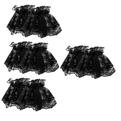 SAFIGLE 4 Paare Spitzenärmel elastische Bündchen für die Ärmel Braut Armband gefälschte Ärmel Handgelenksmanschetten aus Spitze Armband aus Spitze Hochzeitszubehör Handschelle Black von SAFIGLE