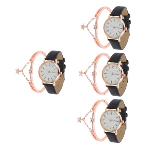 SAFIGLE 4 Sätze Anschauen Lederarmband Tragbare Damenuhr Modische Damenuhr Hautfreundliche Uhr Damenarmbanduhr Uhrenverzierung Mädchen Anzug Gürtel Lederriemen Fräulein von SAFIGLE