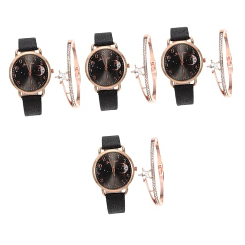 SAFIGLE 4sätze Dekoratives Armbanduhren Damen Mit Mond Und Sternelementen Design Leichte Und Anpassbare Armbanduhr Mit Passendem Schmuckarmband Als Für von SAFIGLE