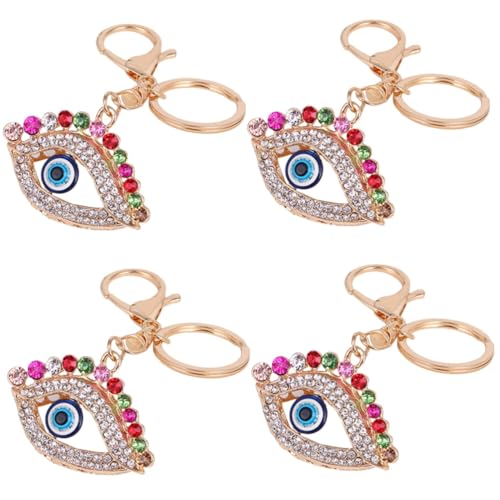 SAFIGLE 4stücke Evil Eye Schlüsselanhänger Mit Bunten Kristallen Kreativer Schlüsselbund Für Taschen Und Dekoration Für Gelegenheiten von SAFIGLE
