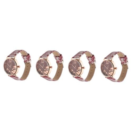 SAFIGLE 4 Stück Anschauen Damenuhren dekorative Armbanduhr Klassische Armbanduhr Digitaluhr Armbanduhr einfache Uhr Anmut schmücken Blumentisch Quarzuhren Fräulein rot von SAFIGLE